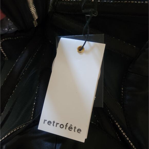 Retrofete Ludlow Dress in Black Large NWT Crystals Corset Strapless Mini - Picture 11 of 13